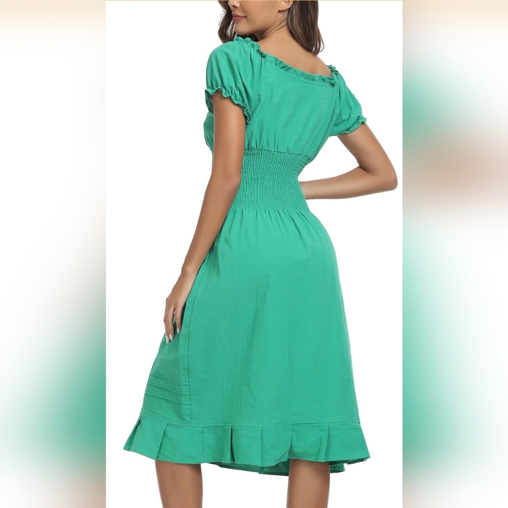 Green Floral Embroidered Dress - Picture 4 of 9